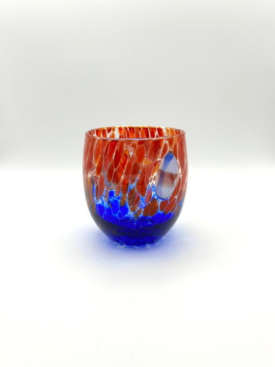 Image 1 of Set di 7 bicchieri in vetro soffiato veneziano con murrine Effetre Murano fuse nel vetro, hand made in italy.