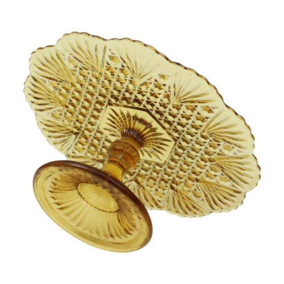 Image 1 of Art Deco Amber Taartplateau