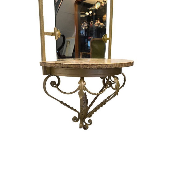 Image 1 of Console murale française vintage avec miroir, milieu du XXe siècle