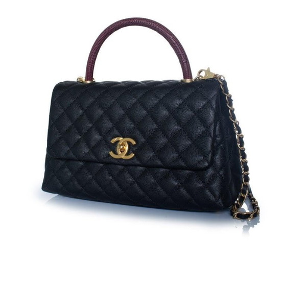 Image 1 of Chanel, coco top handle bag in black caviar leather