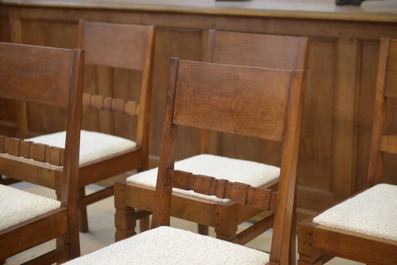 Set of 6 brutalist chairs from the 1960s. – Dining chairs, Wood (photo 7 of 14)