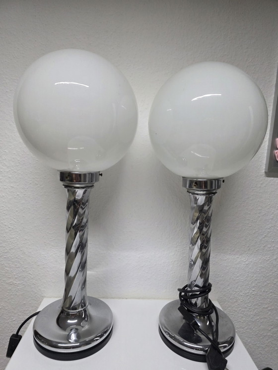 Lampade da tavolo italiane vintage, in cromo e vetro, anni '70 – Chrome (photo 13 of 15)