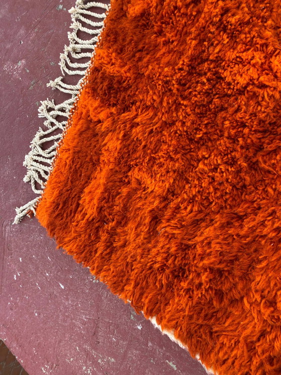 Large Beni Ouarain Rug 260x260 cm – Vibrant Orange Wool, Unique Piece – Rugs & carpets, Cotton, Bohemian (photo 7 of 13)