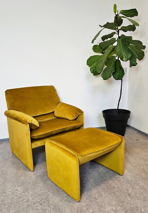 Beautiful, Re-upholstered, Leolux Armchair BoraBora With Matching Footstool