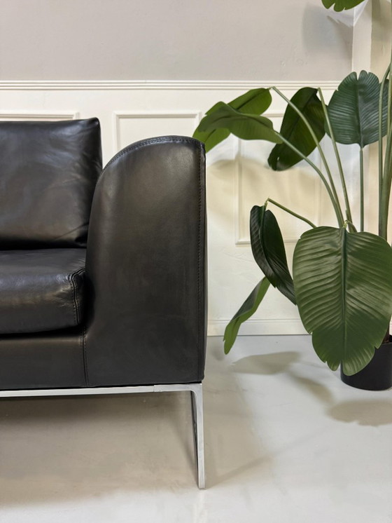 Image 1 of COR Mell Lounge Designer Sofa Couch Black Leather 3 Seater