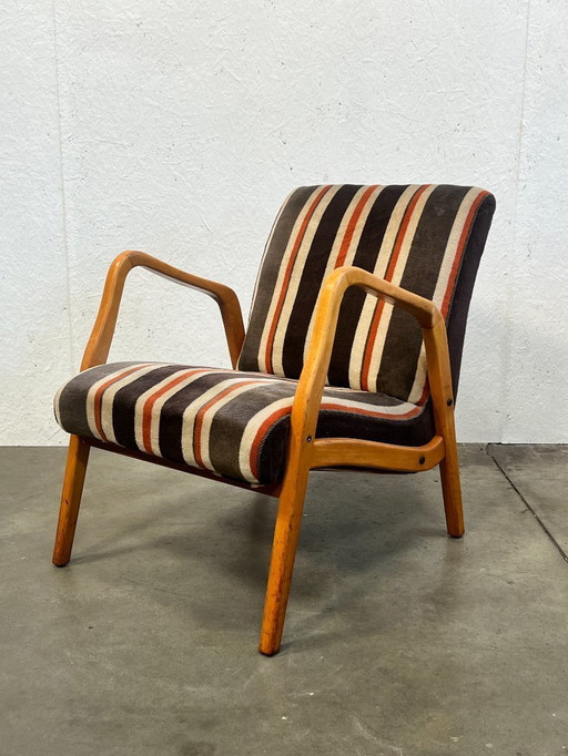 Vintage Fauteuil, Duitsland 1970's, Gestreepte Bekleding