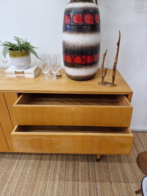 Image 1 of Sideboard sliding door and drawers with black handle 70s