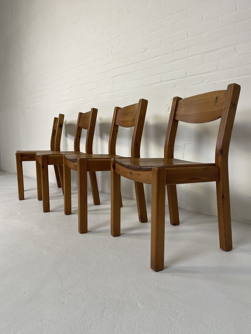 Pine dining chairs Danish vintage rainer daumiller