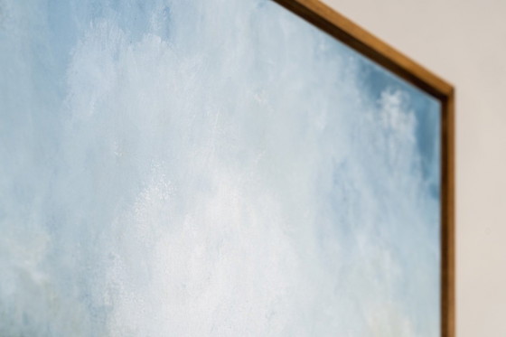 Original Framed Blue Abstract Landscape Painting, Textured Acrylic on Canvas - A Detour (photo 9 of 17)