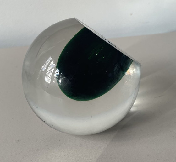 Image 1 of Murano - Vintage handgeblazen donkergroen glasobject