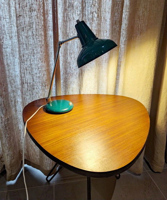 Lampe de bureau industrielle vintage, Italie 1960, Métal, Vert (photo 3 sur 8)