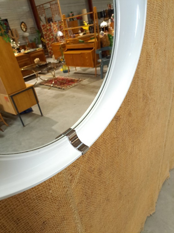 Image 1 of Ovale ronde witte kunststof spiegel met chroom