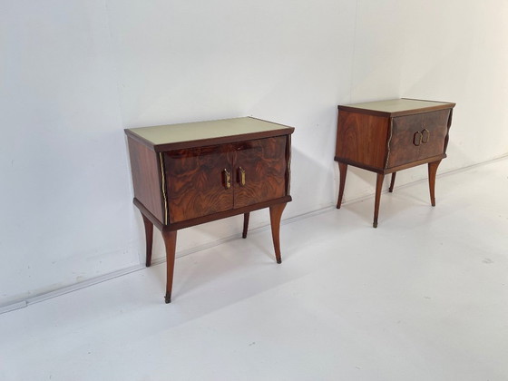 Image 1 of 1950s Italian Mid-Century pair of side cabinets - night stands