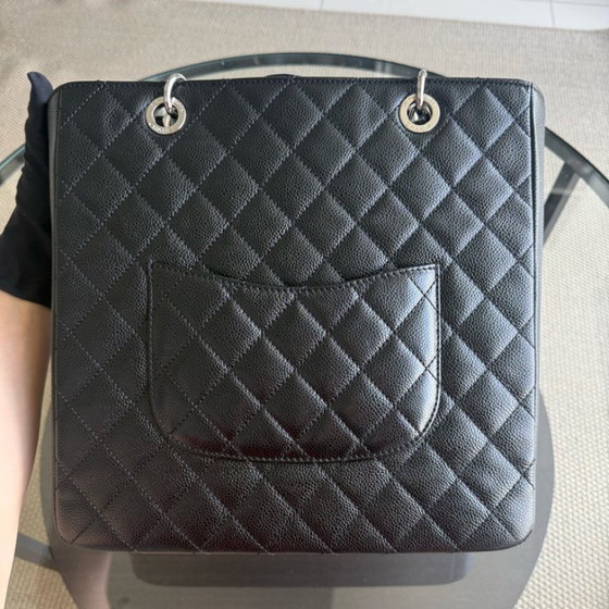 Image 1 of Chanel PST Petite Shopping Tote XL - Extra Large Caviar Grained Calfskin Black Silver Hardware Series 16