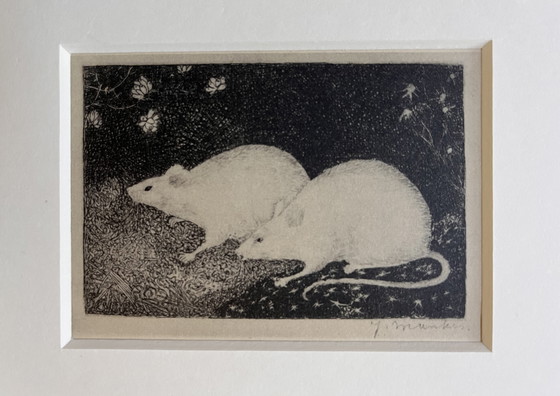 Image 1 of Jan Mankes 1889-1920 / Héliogravure originale 2 Souris 1923