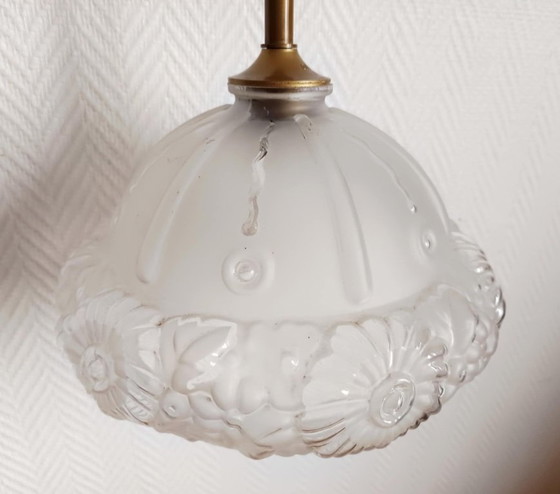 Image 1 of Art Deco globe pendant light in frosted glass
