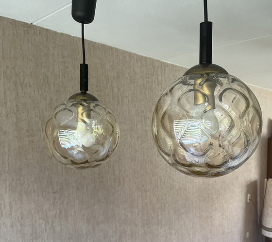 Image 1 of 2x lampade da soffitto a sfera in vetro vintage anni '70