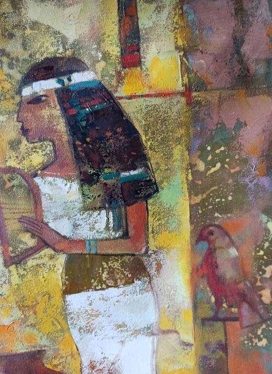Original Oil Painting Abstract Figurative Girl Gifts to Pharaoh – Paintings & Drawings, Canvas (photo 4 of 13)