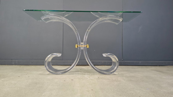 Image 1 of Konsolentisch aus Messing und Acrylglas, 1970er Jahre