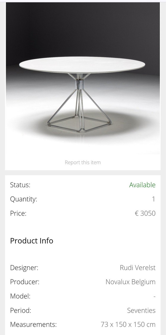 Image 1 of Rudi Verelst 70s table # model Pyramid # Novalux