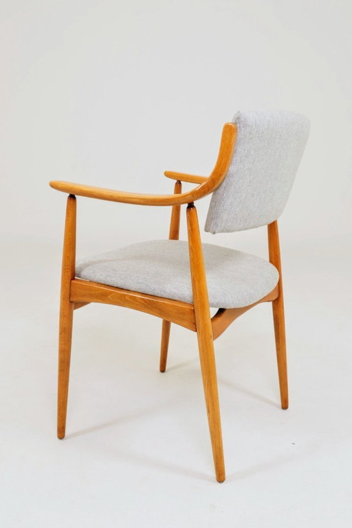 Vintage bureaustoel van zuivere scheerwol, lichtgrijs, 1960