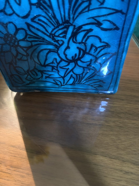 Vaso/Fiasca antico in ceramica persiana turchese - Stile Qajar – Vasi (photo 9 of 15)