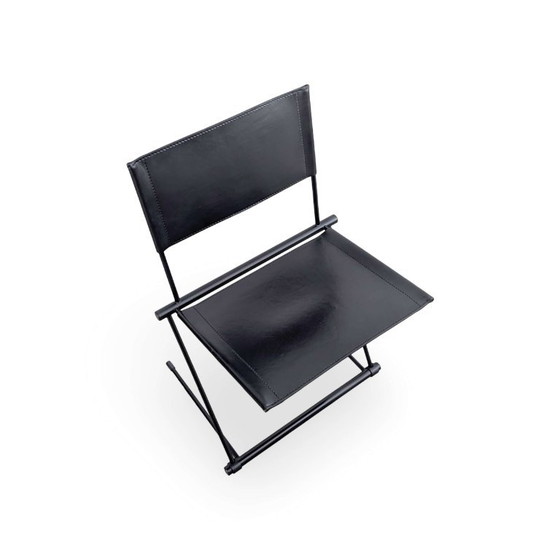 Set van 4 Originele Matteo Grassi Ballerina Stoelen Herbert Ohl Leer, Kuipstoelen, Gepolijst staal, Zwart (foto 6 van 9)