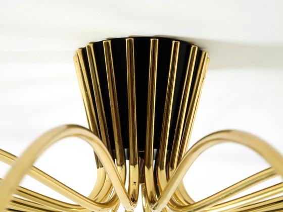 Image 1 of Bellissima ed enorme lampada da soffitto Sputnik in ottone, stile moderno di metà secolo, con 18 bracci | Ø 113 cm