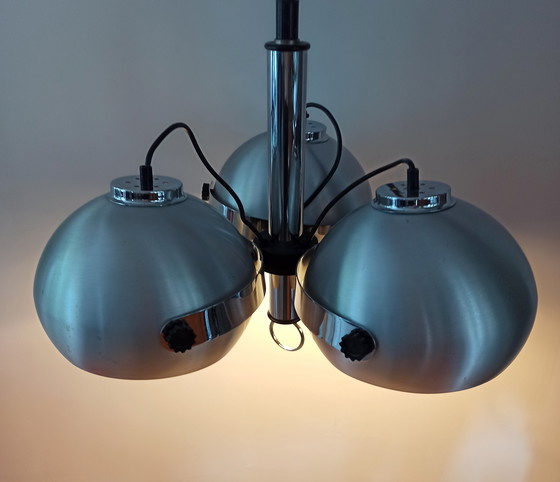 Image 1 of Oogvormige hanglamp van geborsteld metaal