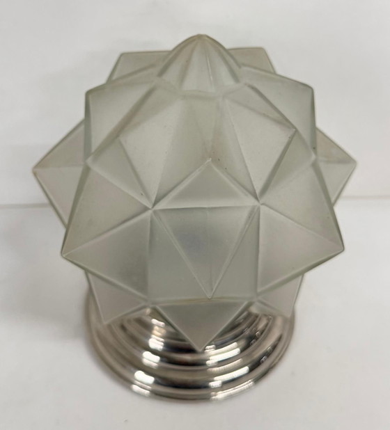 Image 1 of Matte glass STER ceiling lamp clear glass chrome holder Art Deco