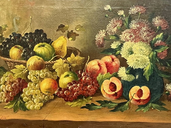 Josef Mansfeld ( ). Still life with flowers and fruit. – Paintings & Drawings, Canvas (photo 6 of 8)