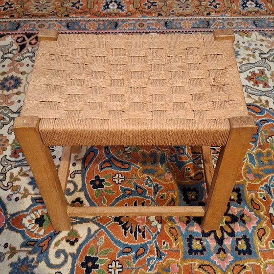 Wooden Stool or Footstool with Woven Seat, Footstools & poufs, Wicker, Beige (photo 2 of 9)