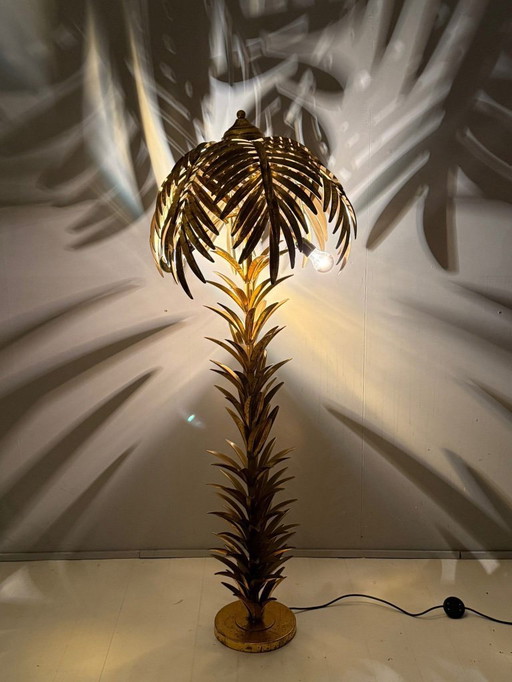 Grote Hollywood Regency vloerlamp/palmlamp in de stijl van Maison Jansen, Frankrijk, jaren 70.