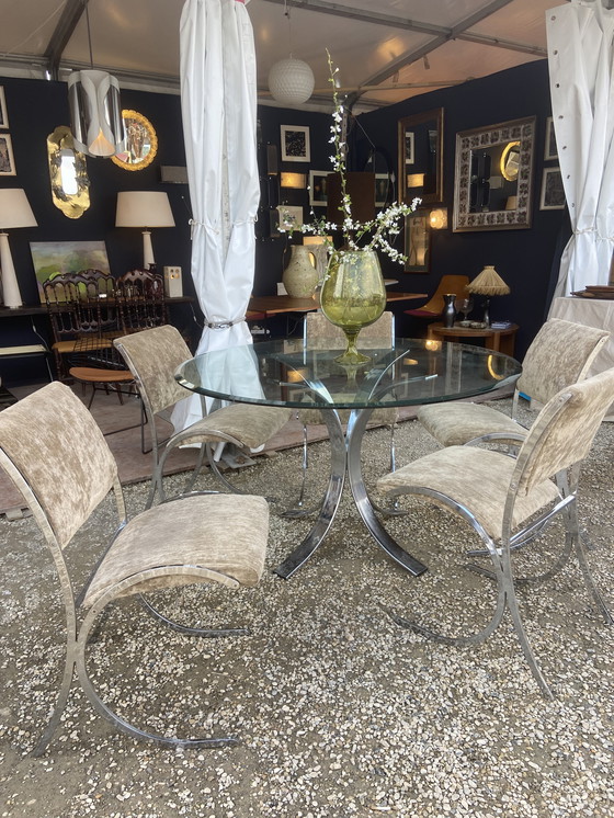 Image 1 of Conjunto de cinco sillas cromadas de Boris Tabacoff para Maison Christophe, circa 1970