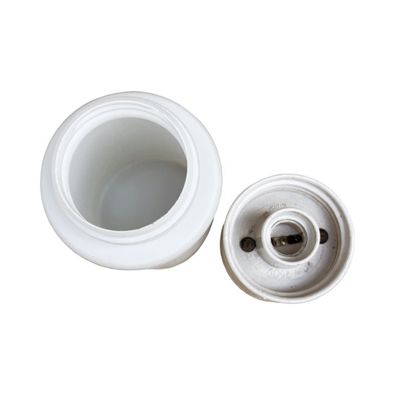 Image 1 of Industriële wandlamp, glazen cilinder, wit, 01B Elpor, Polen, jaren 1970