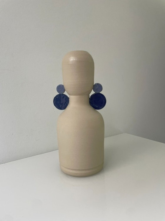 Image 1 of Dutch Design vase with blue accents - Potterie De Eekhoorn