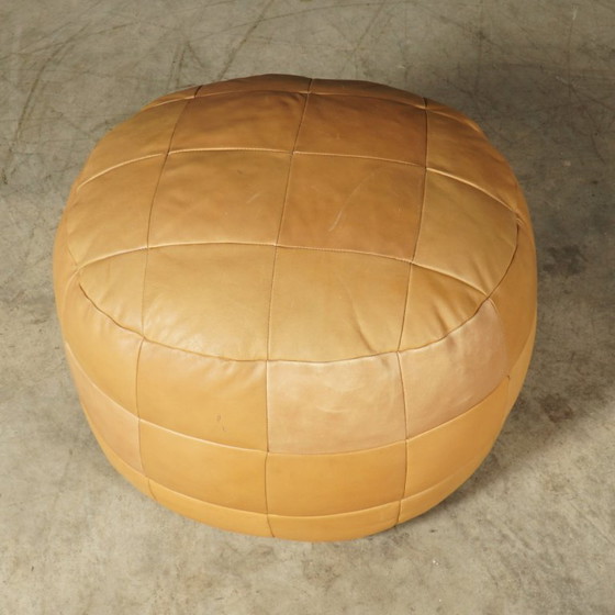 Image 1 of Vintage leather patchwork pouf – 1970s