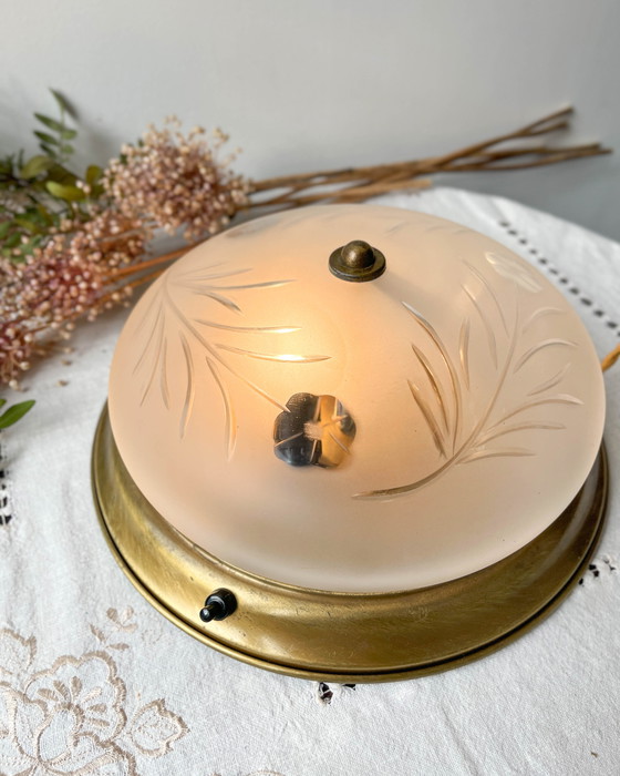 Image 1 of Vintage Globe Lamp in Art Deco Gesneden Glas