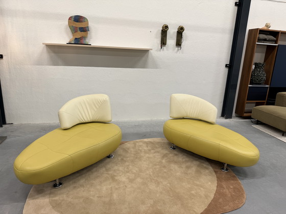 Image 1 of Leolux Kikko Chaise Longue Fauteuil geel Groen Creme 