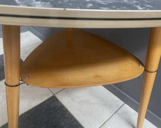 Image 1 of plectrum shaped 1960s formica coffee table