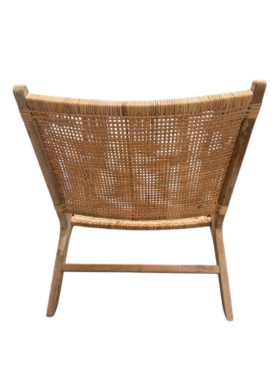 Image 1 of fauteuil de salon en rotin tressé et bois de teck