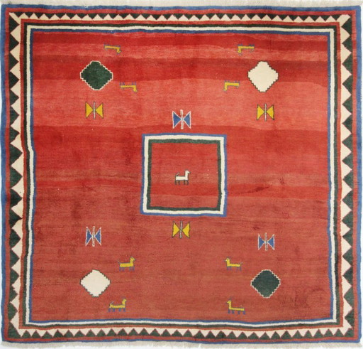 Tappeto persiano originale Gabbeh Ghashghai tappeto orientale 208 cm x 195 cm vecchio naturale