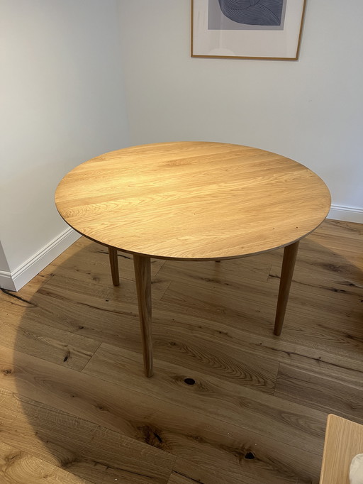 Fdb Møbler - C62E Bjørk Extendable oak table Round wooden table