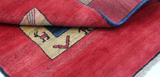 Image 1 of Tappeto orientale persiano Gabbeh Ghashghai originale, 154 cm x 115 cm, naturale antico