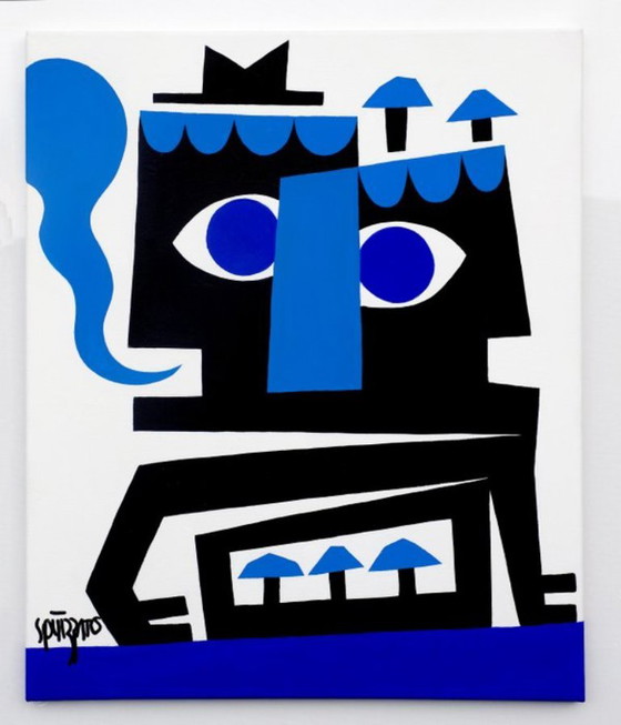 Antony Squizzato – Le coup de pompe – acrilico su tela 55 × 46 cm – Dipinti e disegni (photo 2 of 5)