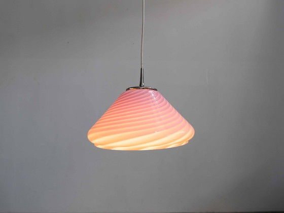 Image 1 of Vintage "Pink Murano" hanglamp, Italiaans design uit de jaren 70 (Mid-Century).