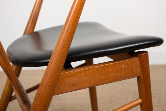 Image 1 of Danish armchairs in teak and skai by Helge Sibast for Sibast 1955.