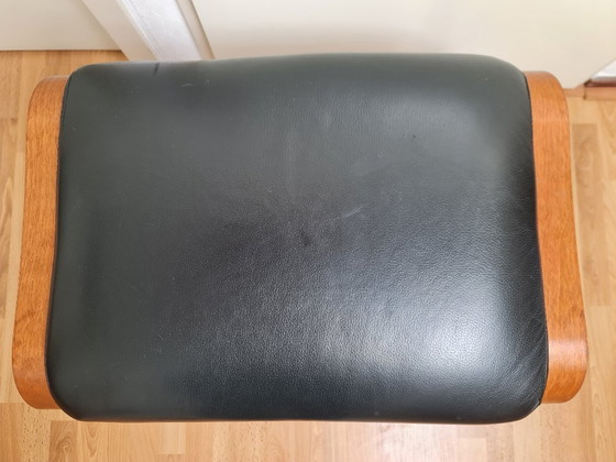 Image 1 of Poggiapiedi / sgabello in pelle nera - bellissimo design danese