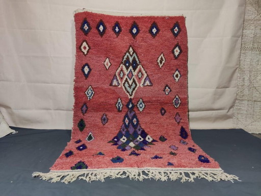 Alfombra grande de lana Mrirt de 2,5 x 1,5 m, alfombra geométrica marroquí.