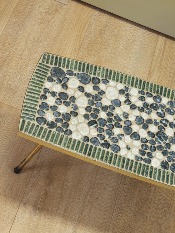Image 1 of Vintage Rectangular Mosaic Side Table Blue Green